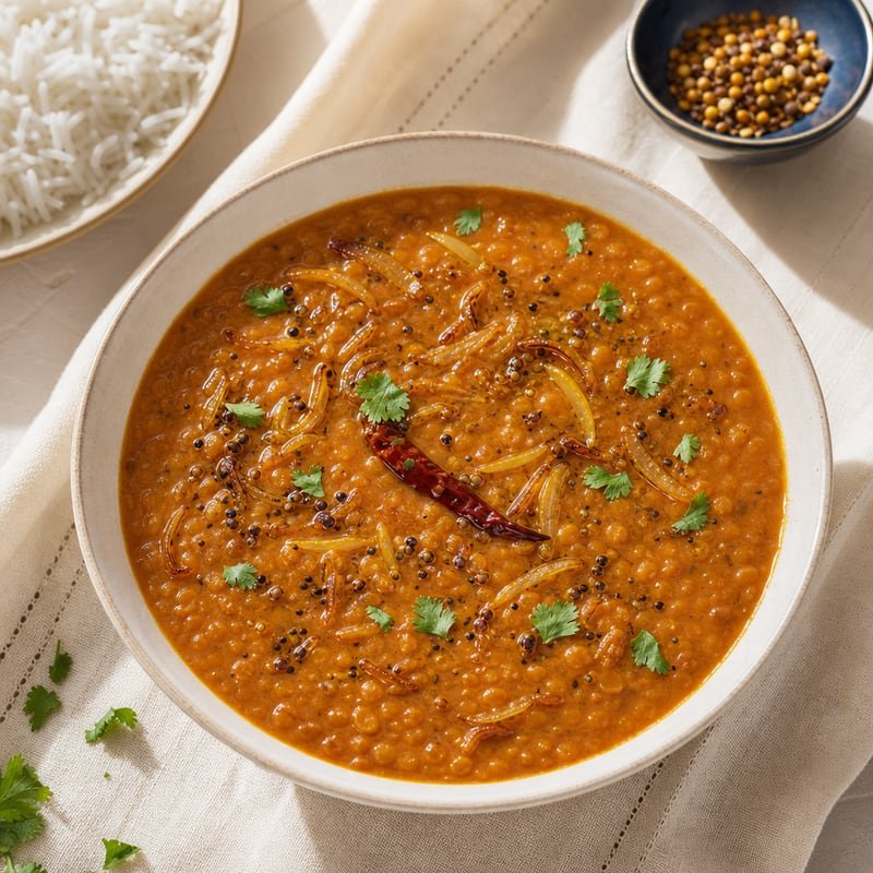 Onion Masoor Dal with Panch Phoron
